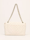 White Maxi Quilted Caviar Flap Bag With SHW