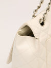 White Maxi Quilted Caviar Flap Bag With SHW