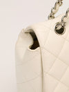 White Maxi Quilted Caviar Flap Bag With SHW