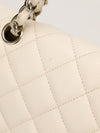 White Maxi Quilted Caviar Flap Bag With SHW
