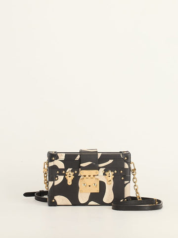 Black & White Patterned Petite Malle With GHW