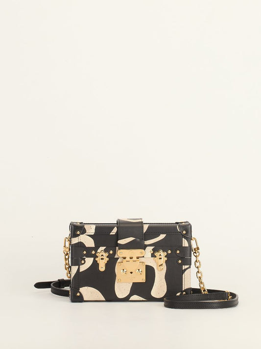 Black & White Patterned Petite Malle With GHW
