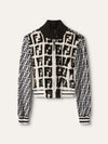 Black & White FF Fur Monogram Bomber Jacket