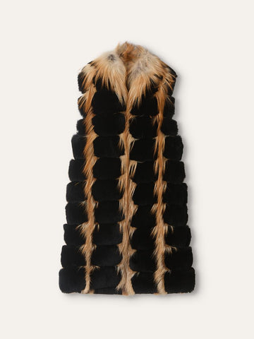 Black & Brown Fox Fur Vest