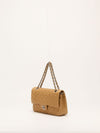 Beige Clair Medium Classic Double Flap Bag With SHW