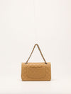 Beige Clair Medium Classic Double Flap Bag With SHW