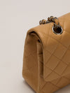 Beige Clair Medium Classic Double Flap Bag With SHW