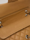 Beige Clair Medium Classic Double Flap Bag With SHW