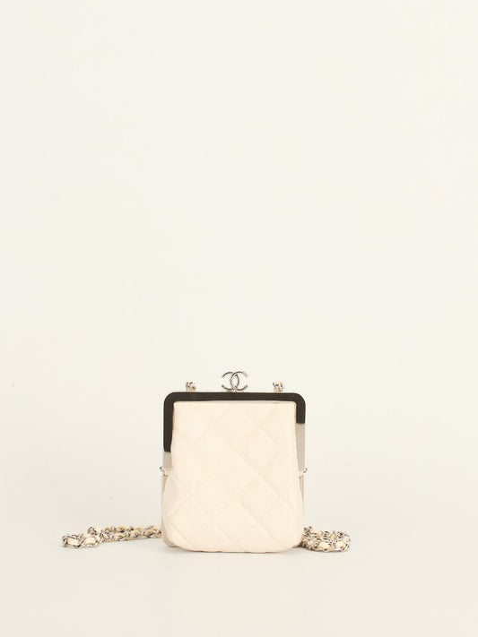 White Acrylic Kiss Clutch With SHW