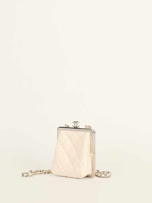 White Acrylic Kiss Clutch With SHW