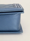 Metallic Blue Old Medium Quilted Boy Bag With SHW