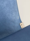 Metallic Blue Old Medium Quilted Boy Bag With SHW