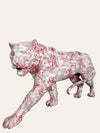 White & Red Toile De Jouy Fiberglass Tiger