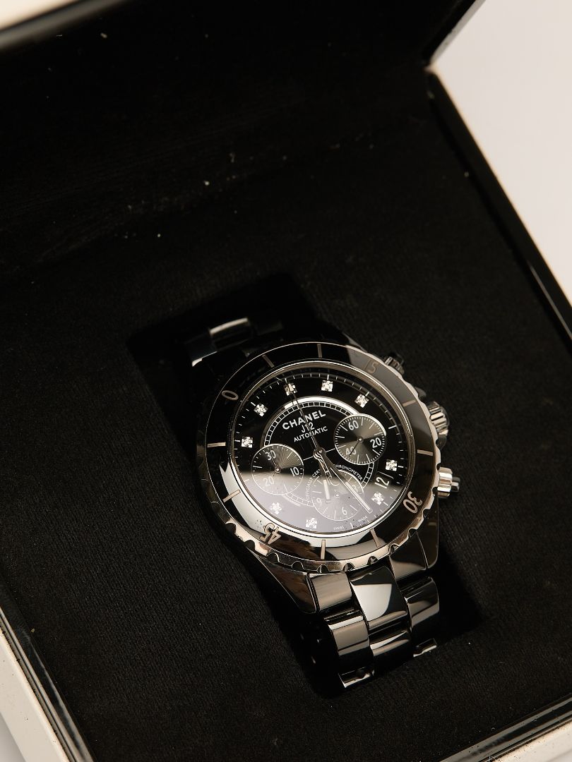 Black Ceramic J12 Chronograph with a Diamond Dial 41mm
