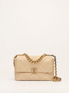 Beige Large C19 Quilted Flap Shoulder Bag