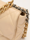 Beige Large C19 Quilted Flap Shoulder Bag