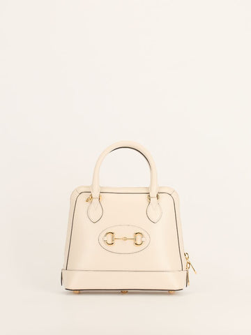 Ivory Small 1955 Horsebit Top Handle Bag With GHW