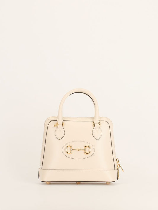 Ivory Small 1955 Horsebit Top Handle Bag With GHW