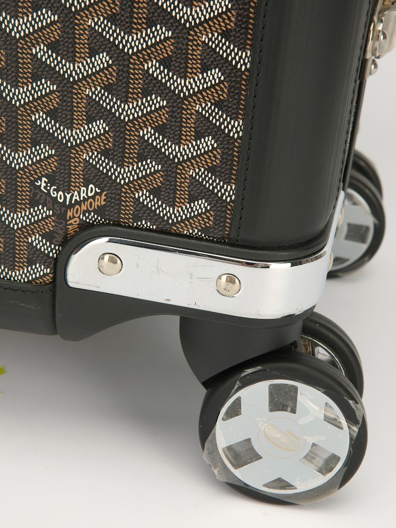 Black Bourget Trolley PM Suitcase With Black Leather Trim