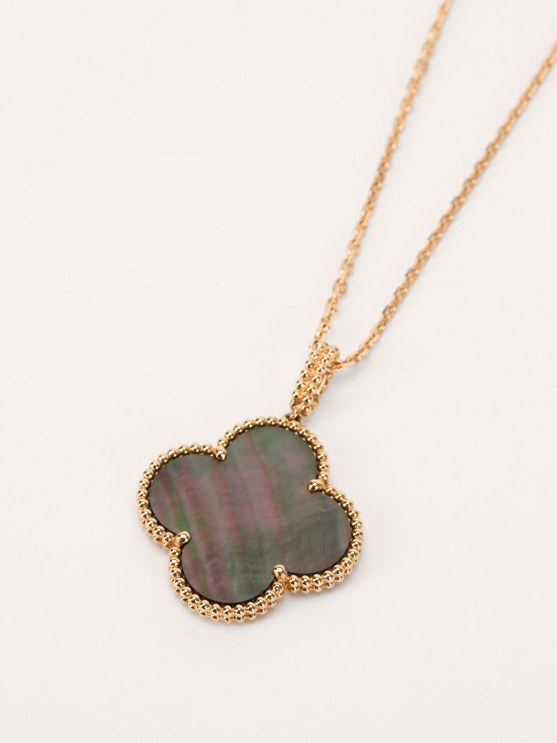 Rose Gold Magic Alhambra Grey Mother Of Pearl Long Necklace