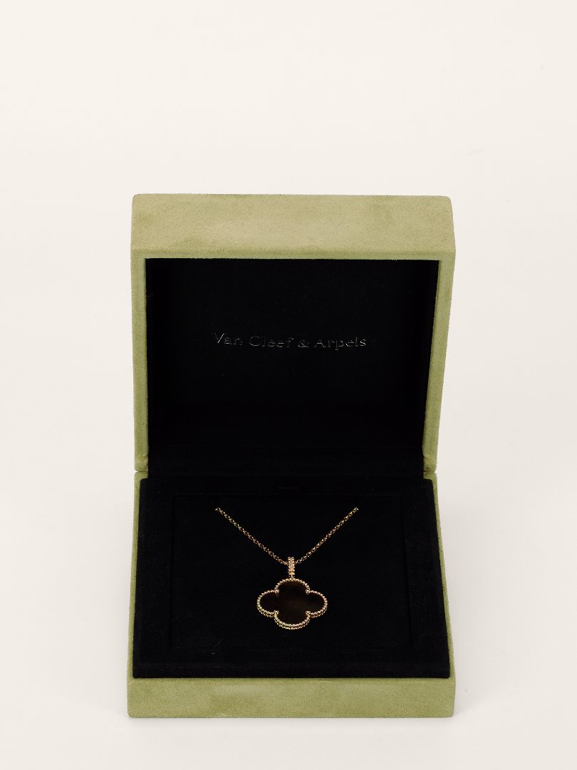 Rose Gold Magic Alhambra Grey Mother Of Pearl Long Necklace
