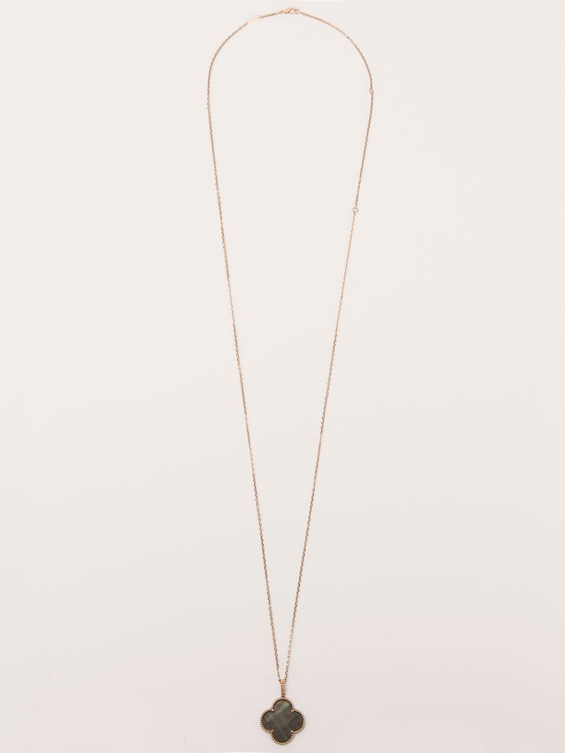 Rose Gold Magic Alhambra Grey Mother Of Pearl Long Necklace