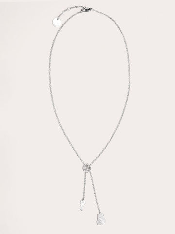 White Gold Small Model Kelly Clochette Necklace With Pavé Diamonds