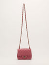 Pink Quilted Mini Square Bag With GHW