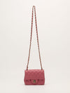 Pink Quilted Mini Square Bag With GHW