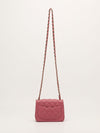 Pink Quilted Mini Square Bag With GHW
