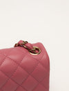 Pink Quilted Mini Square Bag With GHW