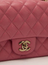 Pink Quilted Mini Square Bag With GHW