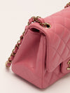 Pink Quilted Mini Square Bag With GHW