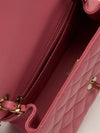 Pink Quilted Mini Square Bag With GHW