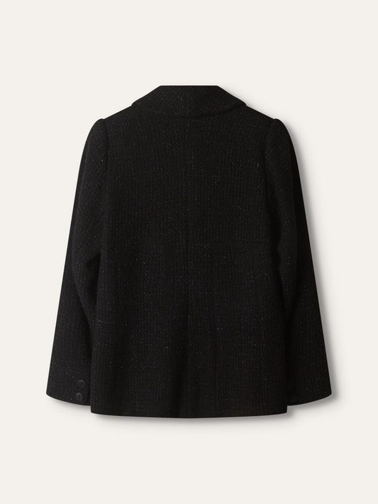 Black Boucle Tweed Blazer