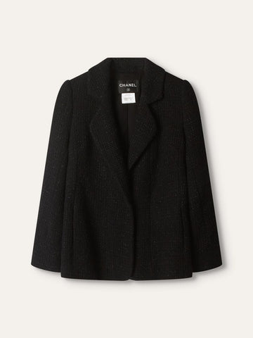 Black Boucle Tweed Blazer