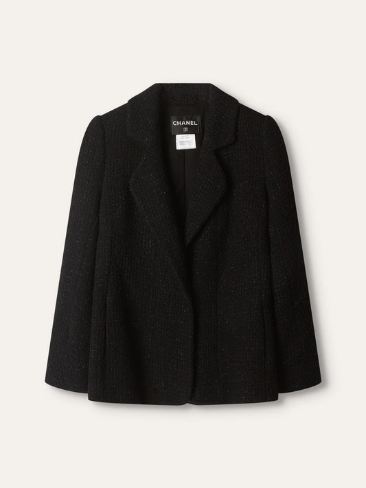 Black Boucle Tweed Blazer