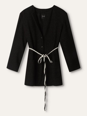 Black 21C Long Line Shimmer Tweed Jacket