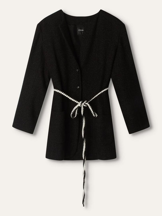 Black 21C Long Line Shimmer Tweed Jacket