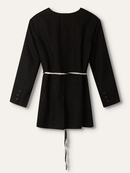 Black 21C Long Line Shimmer Tweed Jacket