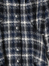 Multi Colour Checkered Tweed Cropped Sleeve Jacket
