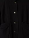 Black Collarless Tweed Over Coat