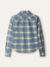 Blue Cropped Plaid Leather Shirt Jacket