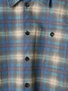 Blue Cropped Plaid Leather Shirt Jacket