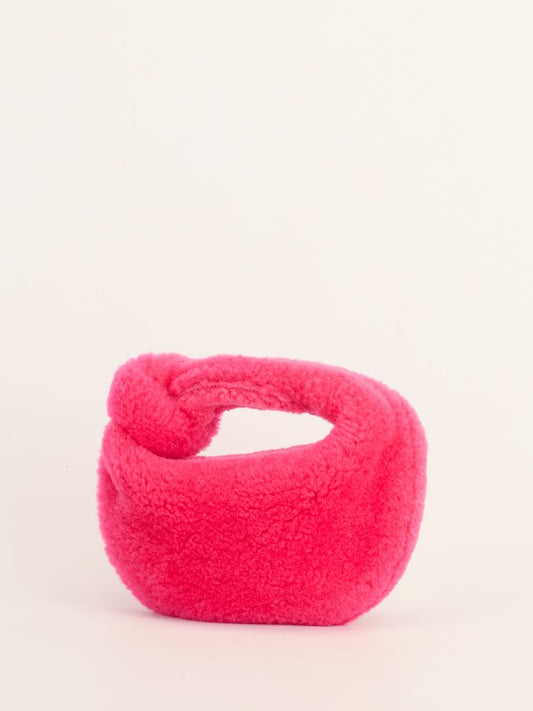 Pink Mini Shearling Jodi Bag With GHW