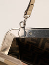 Neutral & Silver Small Fendi First Suede Clutch Bag With SHW