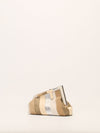 Neutral & Silver Small Fendi First Suede Clutch Bag With SHW