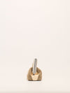 Neutral & Silver Small Fendi First Suede Clutch Bag With SHW