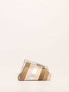 Neutral & Silver Small Fendi First Suede Clutch Bag With SHW