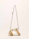 Neutral & Silver Small Fendi First Suede Clutch Bag With SHW